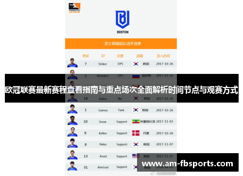 欧冠联赛最新赛程查看指南与重点场次全面解析时间节点与观赛方式